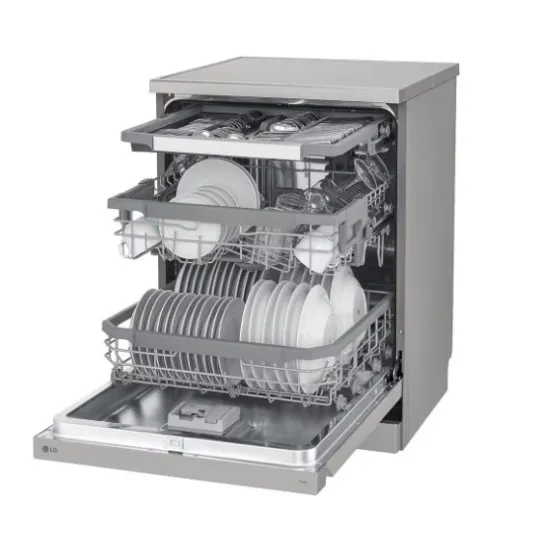 LG DF365FPS mosogatógép, 14 teríték, inverter motor, 3 kosár, automatikus ajtónyitás, WIFI, 60x60x85 cm, hamvas ezüst szín 