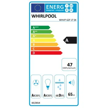 Whirlpool WHVP 62F LT SK beépíthető falra szerelhető döntött kürtös konyhai elszívó, LED világítás, 59.8x32.6x63 cm, fekete szín