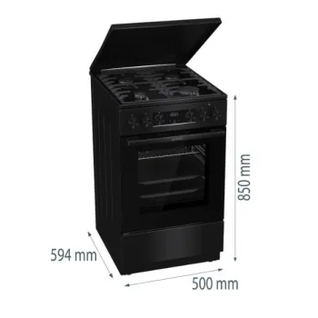 Gorenje MEKS5141BM fekete kombinált tűzhely gőzfunkcióval, 70L, 50x59.4x85 cm 