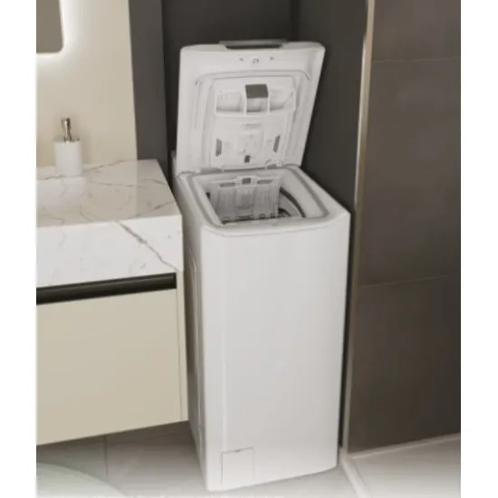 Candy TCAS284TM4-S felültöltős mosógép, 8kg, inverter motor, gőz, WIFI, 41x60x86 cm