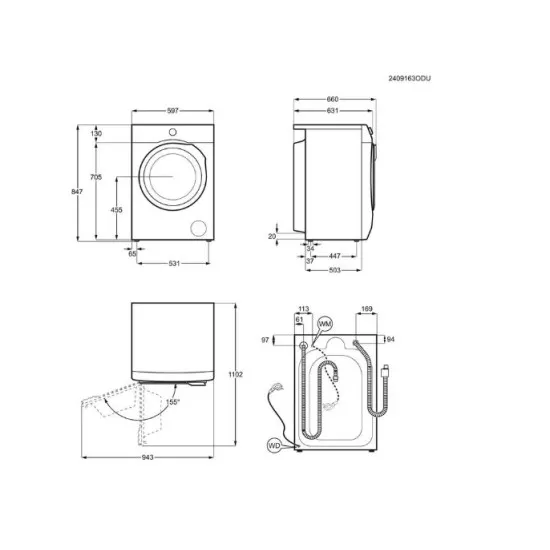 Electrolux EW8W4402QE mosó-szárítógép, ökoinverter motor, Wifi, gőz, 11/7kg, 59.7x66x84.7 cm 