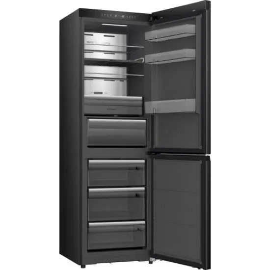 Hisense RB5K330GSFD Total No Frost alulfagyasztós kombinált hűtőszekrény, 215/115L, inverteres kompresszor, 59.5x60x185.6 cm, fekete 