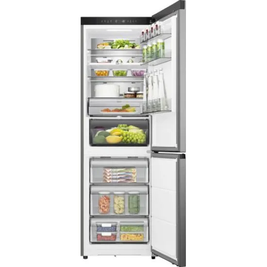 Hisense RB3K330SAID Total No Frost alulfagyasztós kombinált hűtőszekrény, 215/115L, inverteres kompresszor, 59.5x60x185.6 cm, inox 