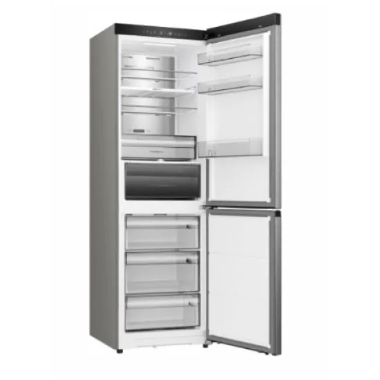 Hisense RB3K330SAIE Total No Frost alulfagyasztós kombinált hűtőszekrény, 215/115L, Wifi, inverteres kompresszor, 59.5x60x185.6 cm, inox 
