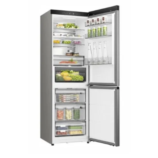 Hisense RB3K330SAIE Total No Frost alulfagyasztós kombinált hűtőszekrény, 215/115L, Wifi, inverteres kompresszor, 59.5x60x185.6 cm, inox 