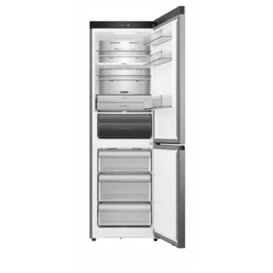 Hisense RB3K330SAIE Total No Frost alulfagyasztós kombinált hűtőszekrény, 215/115L, Wifi, inverteres kompresszor, 59.5x60x185.6 cm, inox 