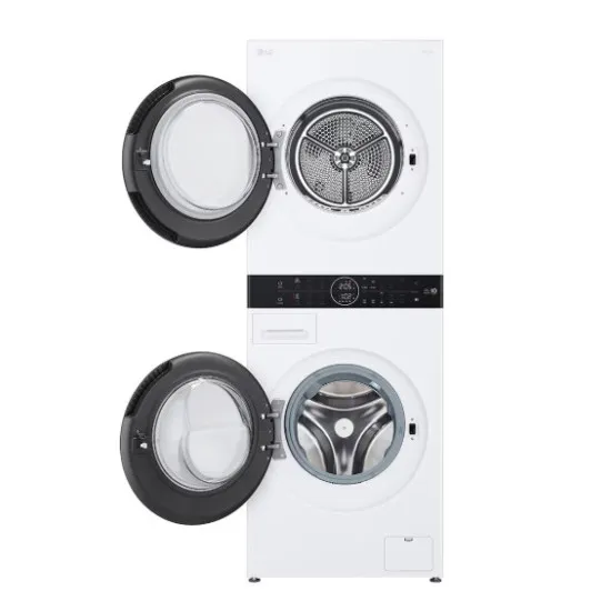 LG WT1210WWF WashTower™ elöltöltős mosógép és hőszivattyús szárítógép egybeépítve, 12/10 kg, Direct Drive inverter motor, gőz, WIFI, 60x66x165.5 cm 