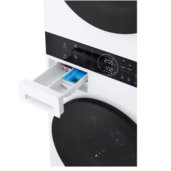 LG WT1210WWF WashTower™ elöltöltős mosógép és hőszivattyús szárítógép egybeépítve, 12/10 kg, Direct Drive inverter motor, gőz, WIFI, 60x66x165.5 cm 
