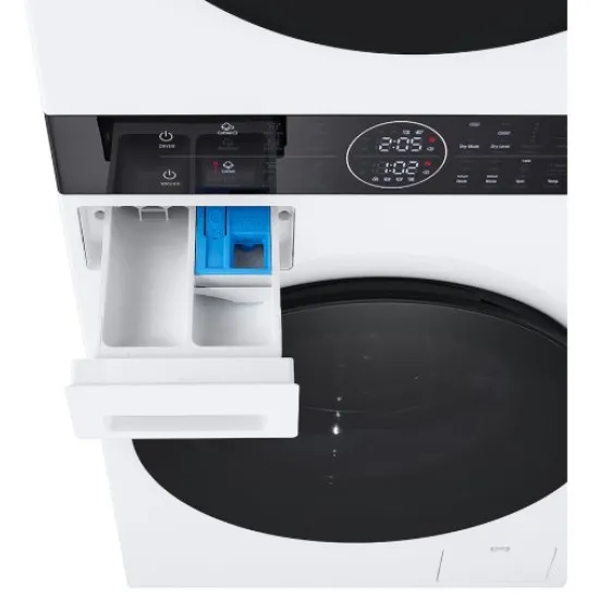 LG WT1210WWF WashTower™ elöltöltős mosógép és hőszivattyús szárítógép egybeépítve, 12/10 kg, Direct Drive inverter motor, gőz, WIFI, 60x66x165.5 cm 