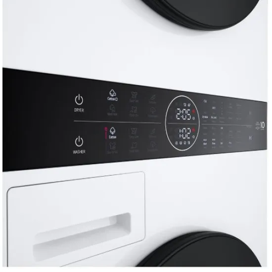 LG WT1210WWF WashTower™ elöltöltős mosógép és hőszivattyús szárítógép egybeépítve, 12/10 kg, Direct Drive inverter motor, gőz, WIFI, 60x66x165.5 cm 