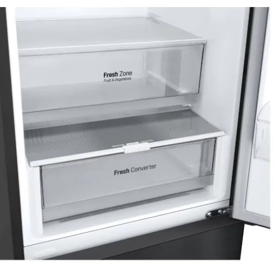 LG GBV22NCCEP alulfagyasztós kombinált hűtőszekrény, 277/110L, Smart Inverter Kompresszor, 59.5x67.5c203 cm, matt éjfekete szín 