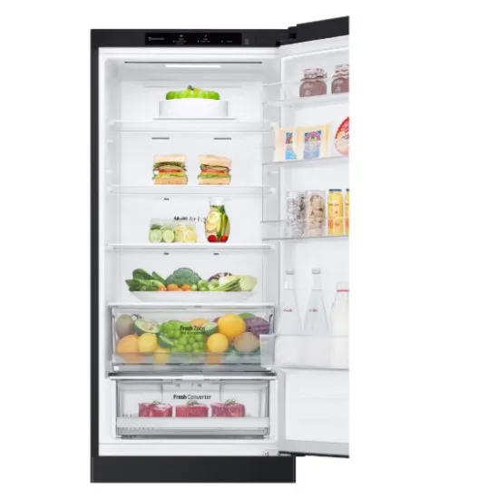 LG GBV22NCCEP alulfagyasztós kombinált hűtőszekrény, 277/110L, Smart Inverter Kompresszor, 59.5x67.5c203 cm, matt éjfekete szín 