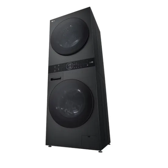 LG WT1210BBF WashTower™ elöltöltős mosógép és hőszivattyús szárítógép egybeépítve, Direct Drive inverter motor, 12/10 kg, WIFI, 60x66x165.5 cm, fekete acél szín 