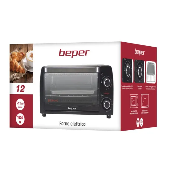 Beper 90.882 mini sütő, 12L, 1050W, fekete 