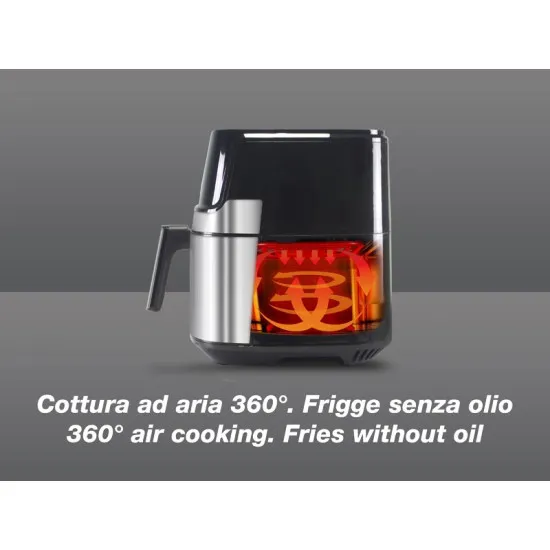 Beper P101FRI070 forrólevegős sütő, Air Fryer, 1700W, 7L, inox 