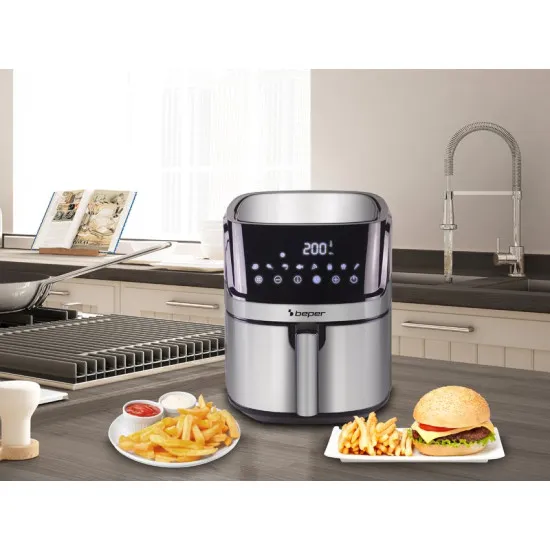 Beper P101FRI070 forrólevegős sütő, Air Fryer, 1700W, 7L, inox 