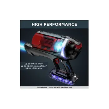 Rowenta RH98A8WO X-Force Flex 12.60 Animal Auto 150 AW vezeték nélküli álló porszívó, királypiros és fémes Noir szín, 320W 