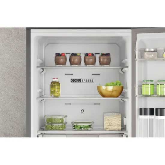 Whirlpool W7X 82O OX Total No Frost alulfagyasztós kombinált hűtőszekrény, Zen Inverter Kompresszor, 231/104L, 59.6x67.8x191.2 cm, optic inox