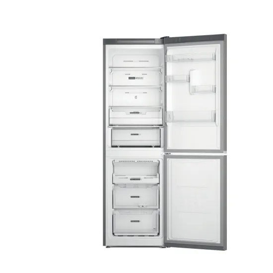 Whirlpool W7X 82O OX Total No Frost alulfagyasztós kombinált hűtőszekrény, Zen Inverter Kompresszor, 231/104L, 59.6x67.8x191.2 cm, optic inox