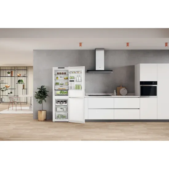 Whirlpool W7X 83A W Total No Frost alulfagyasztós kombinált hűtőszekrény, Zen Inverter Kompresszor, 231/104L, 59.6x67.8x191.2 cm