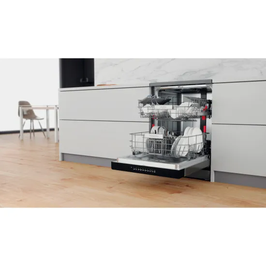 Whirlpool WFO 3O32 N P X mosogatógép, 14 teríték, automatikus ajtónyitás, 60x59x85 cm, inox 