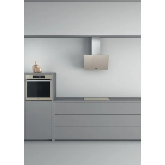 Whirlpool WHVP 62F LT SD beépíthető falra szerelhető döntött kürtös konyhai elszívó, LED világítás, 59.8x19.2x71 cm, ezüst szín 