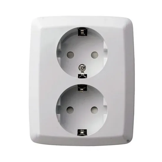 GAO WAVE 2 férőhelyes földelt aljzat gyermekvédelemmel, süllyesztett beltéri kivitel kerettel, fehér