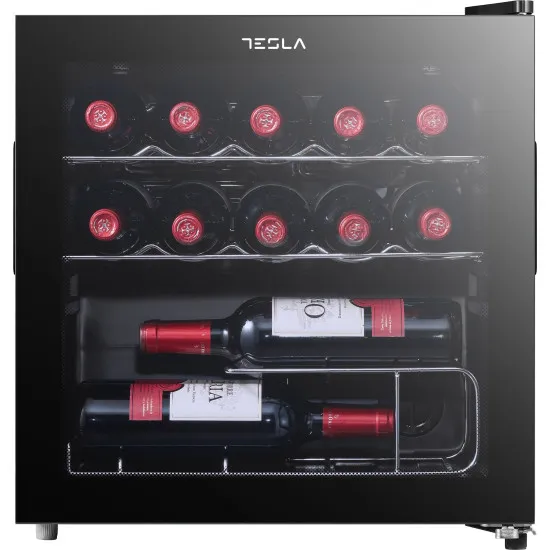 Tesla RW044M borhűtő, 14 palack, 44L, 47.2x44.4x49.3 cm, fekete 