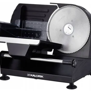 Kalorik AS2000BK fém metál fekete szeletelőgép  2db cserélhető rozsdamentes acél vágópengével, 220W