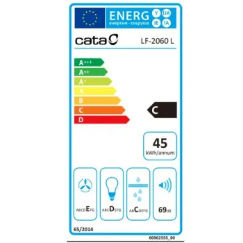 Cata LF-2060 WH/L fehér 60cm konyhai elszívó mosható fém zsírszűrővel ,300/195m3/h LF2060WH