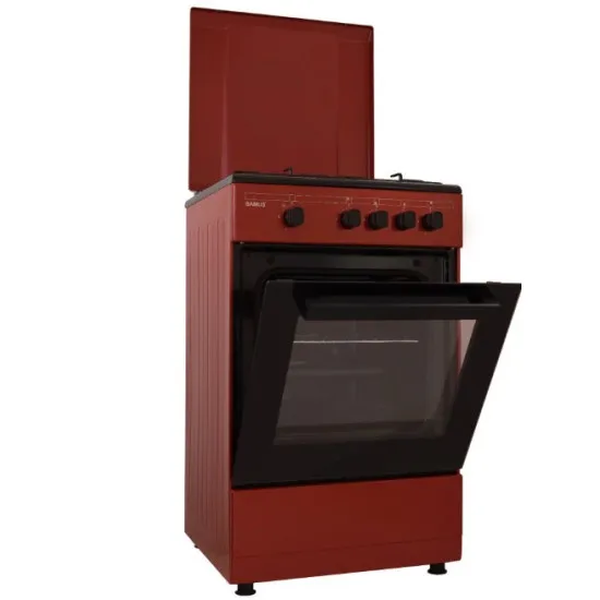 Samus SM566APGS gázpalackos gáztűzhely 50X55,5X86cm, 4 gázégős, Borgundy/Fekete szín, a gázpalack nem tartozéka a tűzhelynek