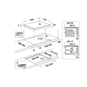 Whirlpool WL S2260 NE beépíthető indukciós kerámialap, 59x51x5.2 cm, fekete 