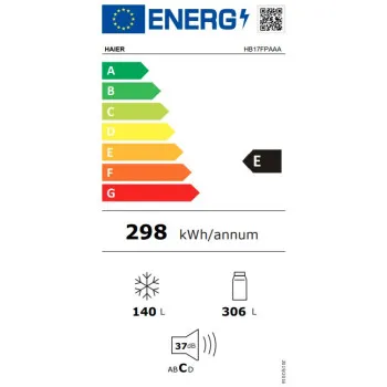 Haier HB17FPAAA Total No Frost side by side hűtőszekrény francia ajtós kialakítással, Dual Inverter Kompresszor, 306/140L, 70x67.5x190.6 cm, platina inox 