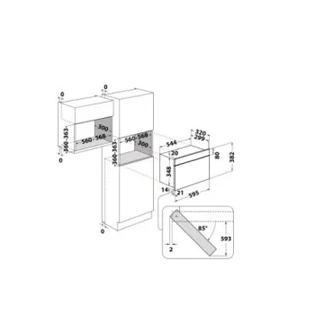 Whirlpool WMN464BX beépíthető mikrohullámú sütő, 22L, 750W, 59.5x32x38.2 cm, inox 