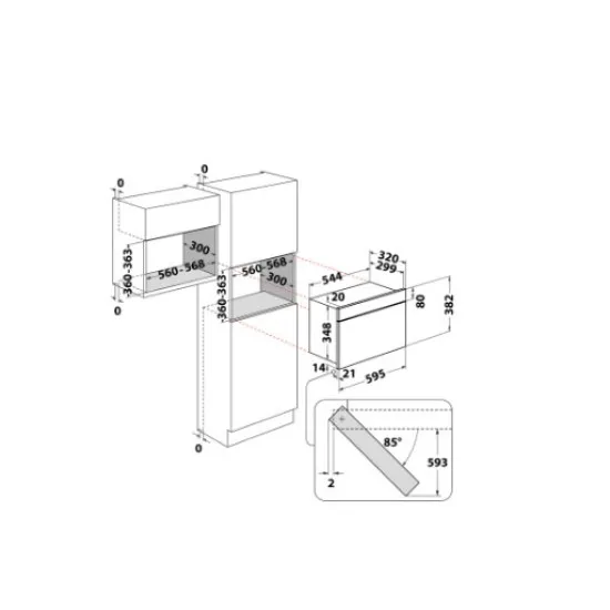 Whirlpool WMN464BX beépíthető mikrohullámú sütő, 22L, 750W, 59.5x32x38.2 cm, inox 