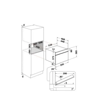 Whirlpool WMD44MX beépíthető mikrohullámú sütő, 1000W, 31L, 59.5x46.8x38.5 cm, inox