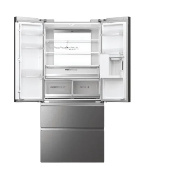 Haier HFW7819EWMP Total No Frost side by side hűtőszekrény francia ajtós kialakítással, 356/181L, Dual Inverter Kompresszor, Wifi, 83x66.9x192.5 cm, platina inox 