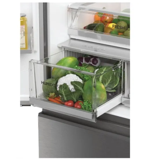 Haier HFW7819EWMP Total No Frost side by side hűtőszekrény francia ajtós kialakítással, 356/181L, Dual Inverter Kompresszor, Wifi, 83x66.9x192.5 cm, platina inox 