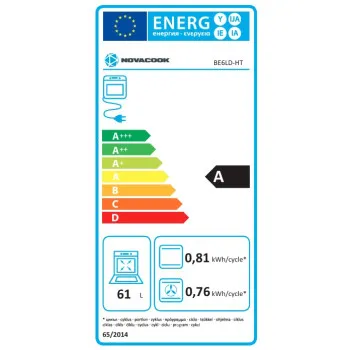 Novacook BE6-LD beépíthető sütő 6 féle sütési funkcióval, 59.4x58.9x59.5 cm, fekete 
