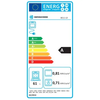 Novacook BE11-LD beépíthető sütő 11 féle sütési funkcióval, 59.4x58.9x59.5 cm, fekete 