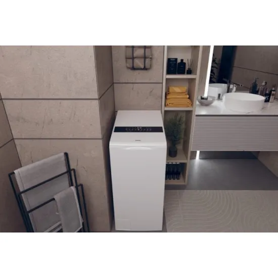 Haier HW90-BPD13386U1 felültöltős mosógép 9kg ruhatöltet , inverter motor, Wifi, 40x64x93 cm