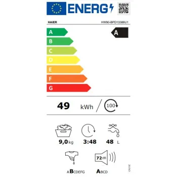 Haier HW90-BPD13386U1 felültöltős mosógép 9kg ruhatöltet , inverter motor, Wifi, 40x64x93 cm