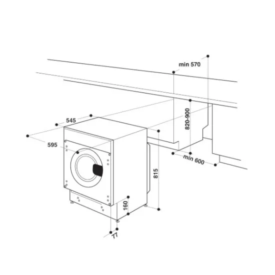 Whirlpool BI WMWG 71483E EU N beépíthető elöltős mosógép, 7 kg, inverter motor, 59.5x54.5x81.5 cm