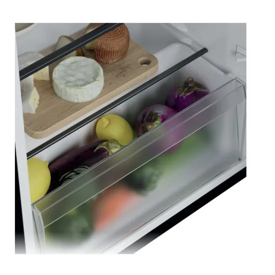 Candy CNOQ2S58EB egyajtós hűtőszekrény fagyasztóval, 100/14L, Wifi, 54.5x56.2x85 cm, fekete szín 