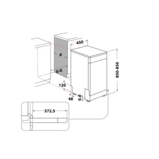Whirlpool WH6FB10BS7A0X mosogatógép, 11 teríték, 3 kosár, automatikus ajtónyitás, 45x59x85 cm, inox