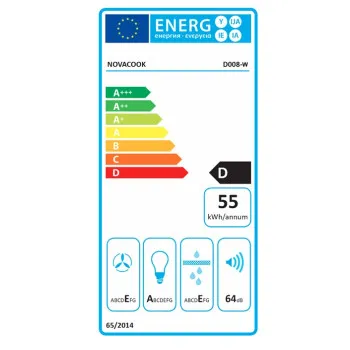 Novacook D008 WHITE beépíthető kihúzható konyhai elszívó, 59.5x30x17.6 cm, fehér és fekete szín 