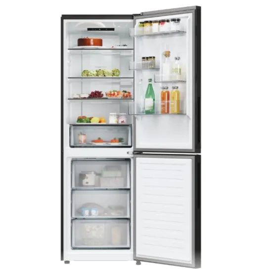 Candy ECN2CQTEB186 No Frost alulfagyasztós kombinált hűtőszekrény, 235/120L, Wifi, 59.5x66.7x185 cm, fekete szín