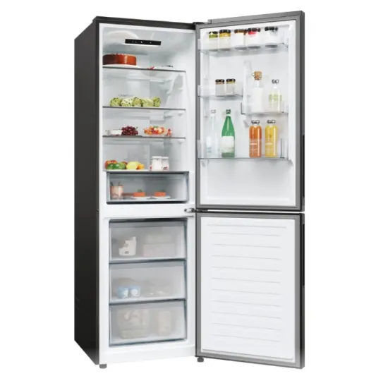 Candy ECN2CQTEB186 No Frost alulfagyasztós kombinált hűtőszekrény, 235/120L, Wifi, 59.5x66.7x185 cm, fekete szín