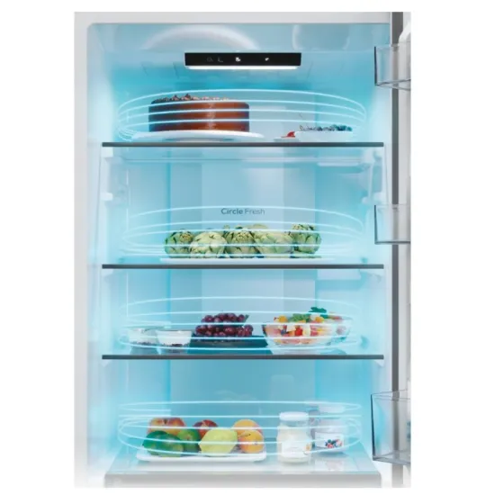 Candy ECN2CQTEX186 No Frost alulfagyasztós kombinált hűtőszekrény, 235/120L, 59.5x66.7x185 cm, inox 