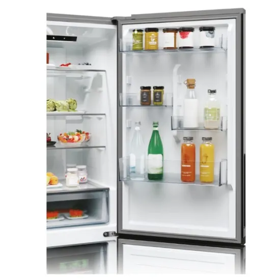 Candy ECN2CQTEX186 No Frost alulfagyasztós kombinált hűtőszekrény, 235/120L, 59.5x66.7x185 cm, inox 
